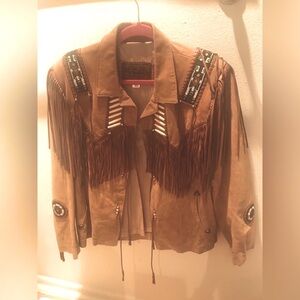 ECHO MOUNTAIN/ ARTURO WESTERN FRINGE SUEDE JACKET COWGIRL BROWN Beads / …